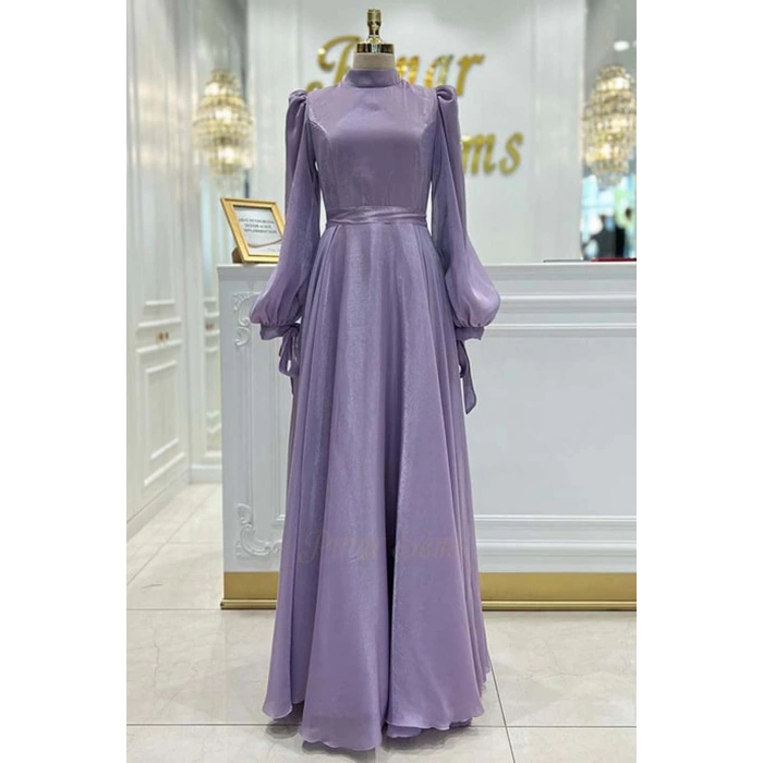 PETEK PRİVE KUŞAKLI ABİYE LİLA