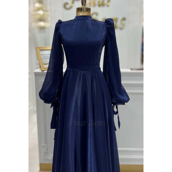 PETEK PRİVE KUŞAKLI ABİYE LACİVERT