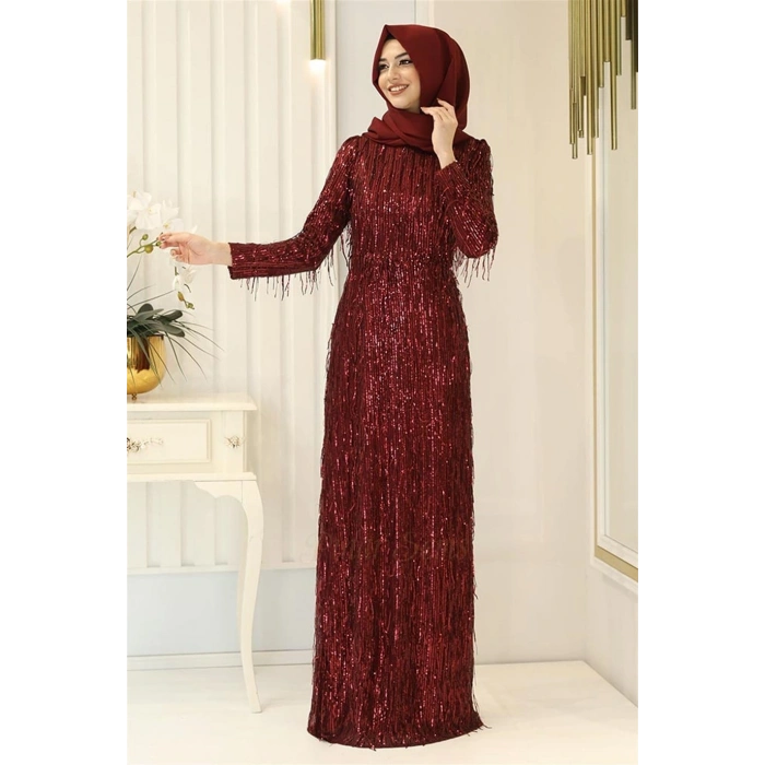 Pınar Şems Afra Abiye Bordo
