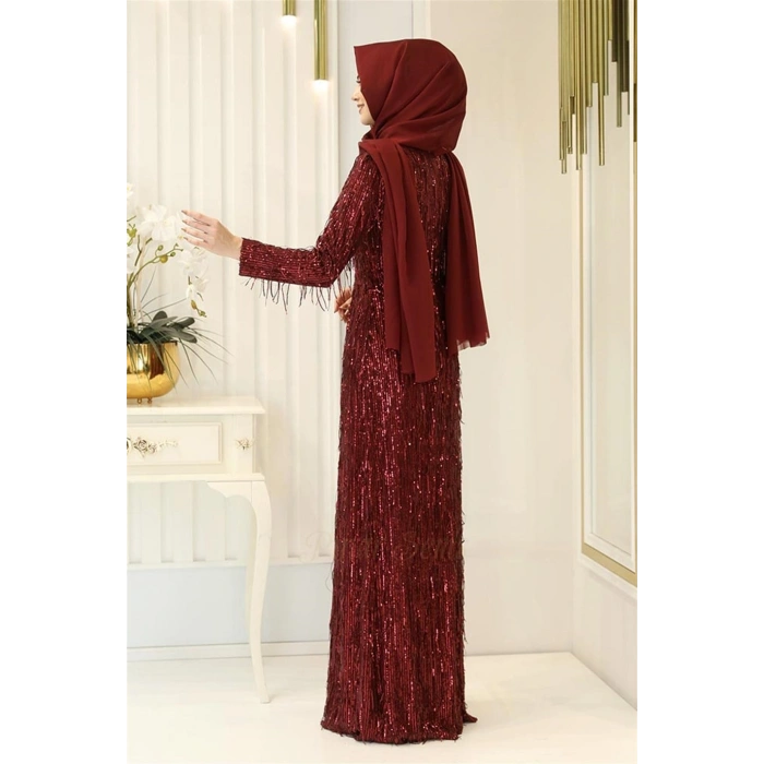 Pınar Şems Afra Abiye Bordo