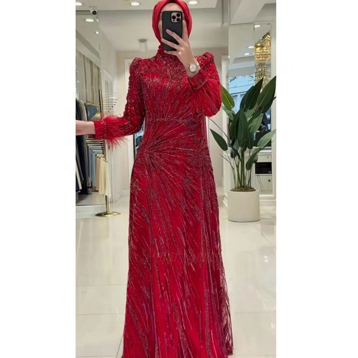 Pınar Şems Ahenk Abiye Kırmızı