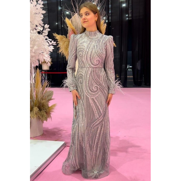 Pınar Şems Akasya Abiye Gri