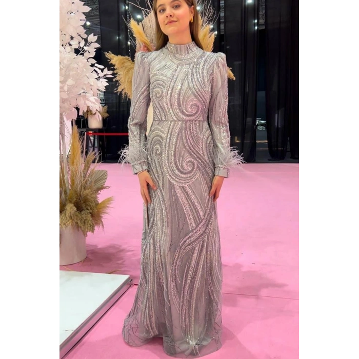 Pınar Şems Akasya Abiye Gri