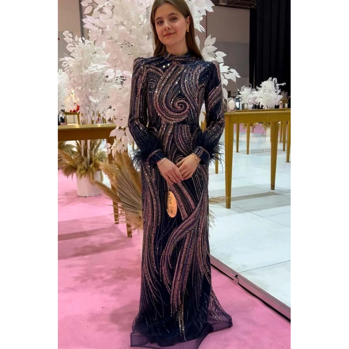 Pınar Şems Akasya Abiye Lacivert