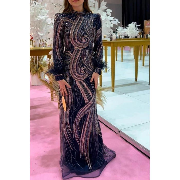 Pınar Şems Akasya Abiye Lacivert