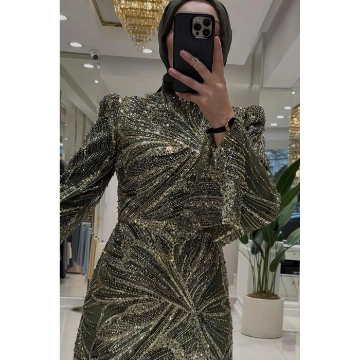 Pınar Şems Aksu Abiye Ceviz Yeşili