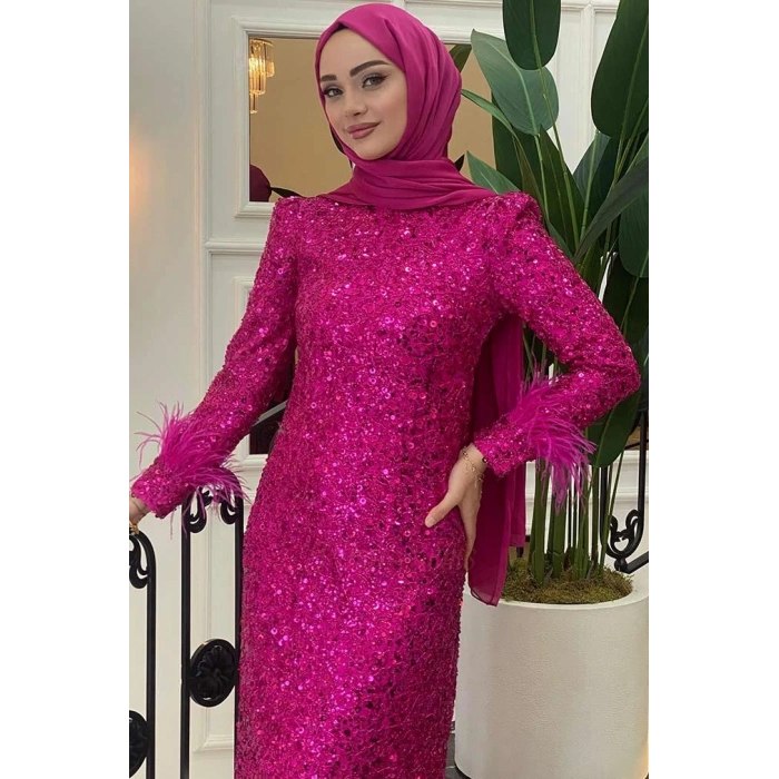 Pınar Şems Angel Abiye Fuşya