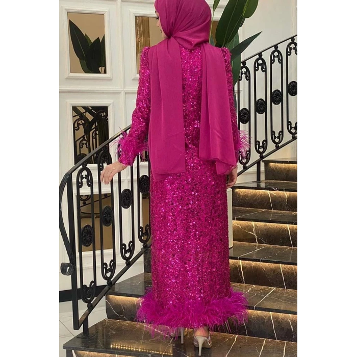 Pınar Şems Angel Abiye Fuşya