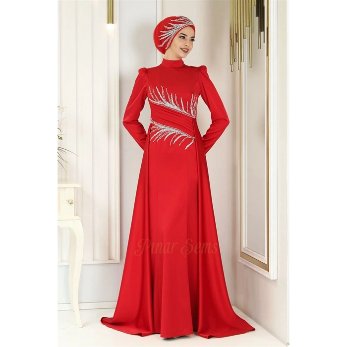 Pınar Şems Anka Abiye Kırmızı