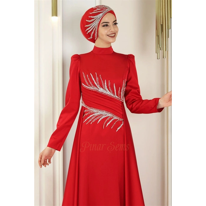 Pınar Şems Anka Abiye Kırmızı