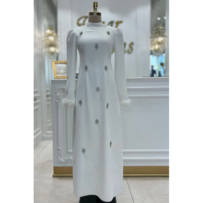 Pınar Şems Ayça Abiye Ekru