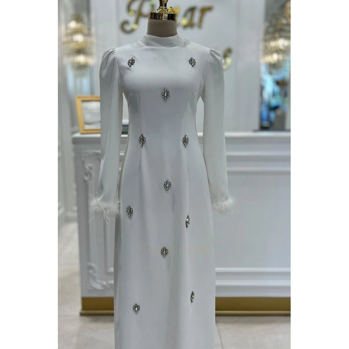 Pınar Şems Ayça Abiye Ekru