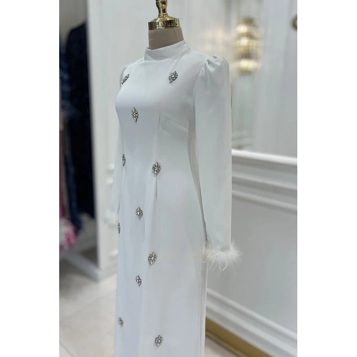 Pınar Şems Ayça Abiye Ekru