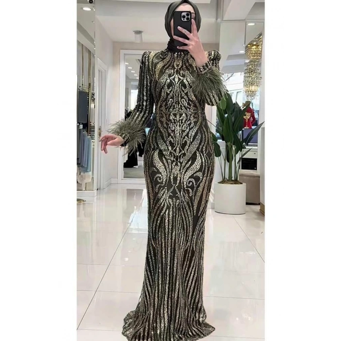 Pınar Şems Bengi Abiye Ceviz Yeşili