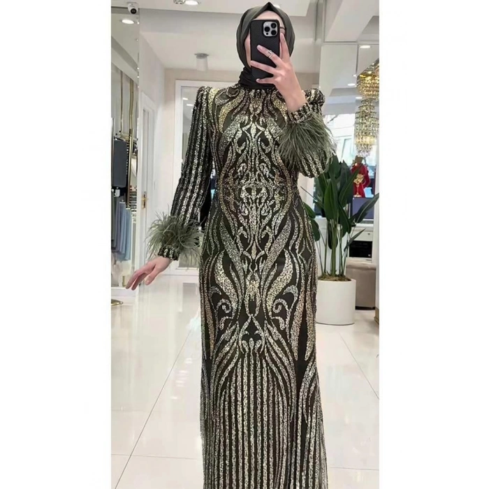 Pınar Şems Bengi Abiye Ceviz Yeşili