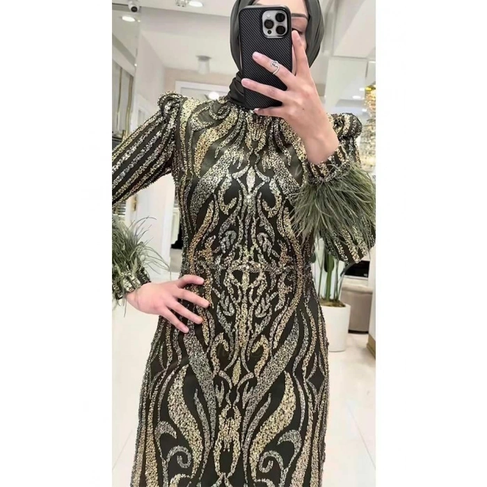 Pınar Şems Bengi Abiye Ceviz Yeşili