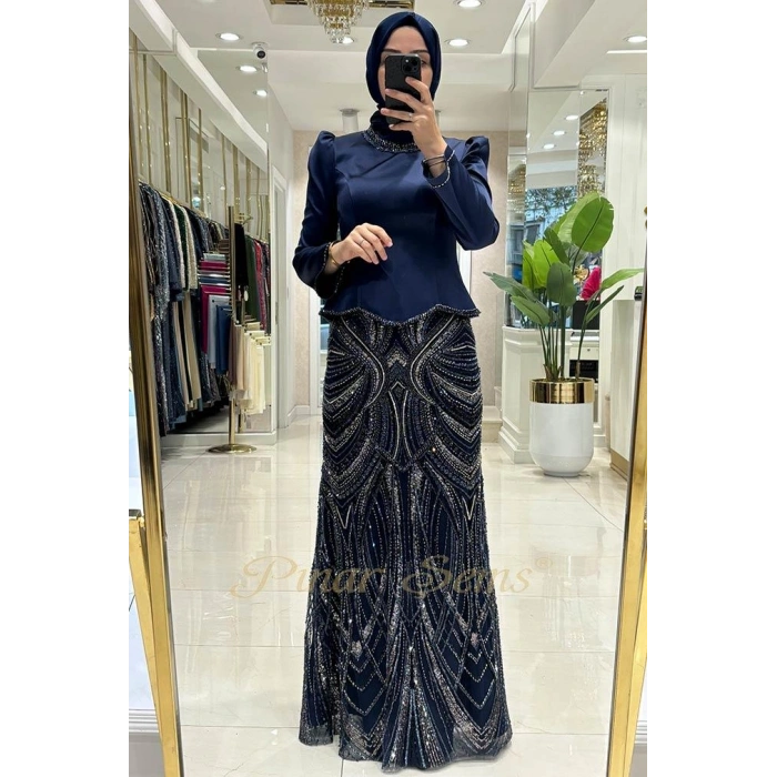 Pınar Şems Berceste Abiye Lacivert