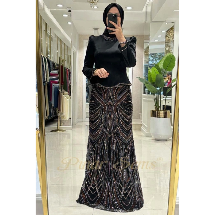 Pınar Şems Berceste Abiye Siyah