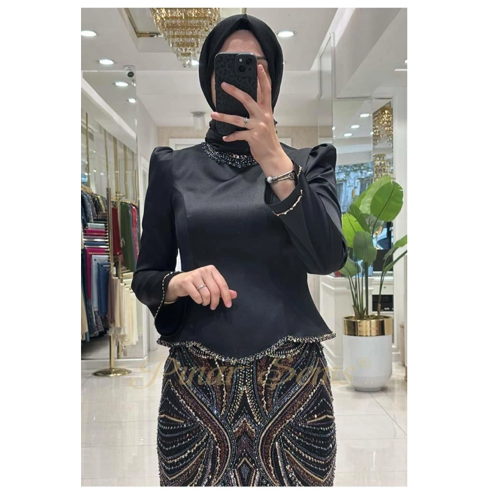 Pınar Şems Berceste Abiye Siyah