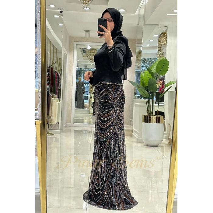 Pınar Şems Berceste Abiye Siyah