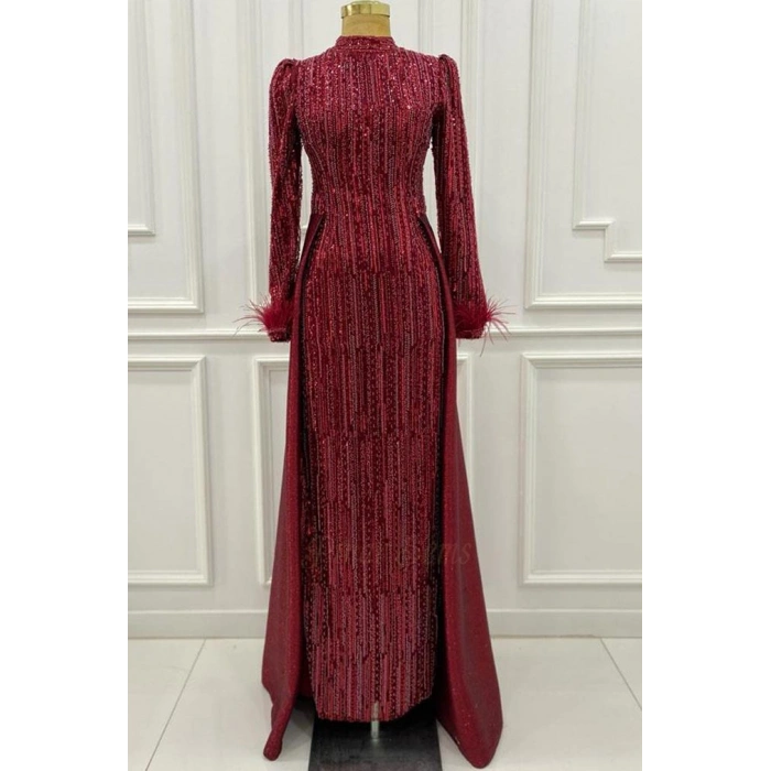 Pınar Şems Berfu Abiye Bordo