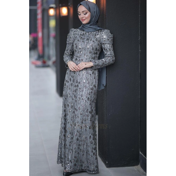 Pınar Şems Damla Abiye Antrasit