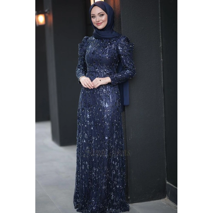 Pınar Şems Damla Abiye Lacivert