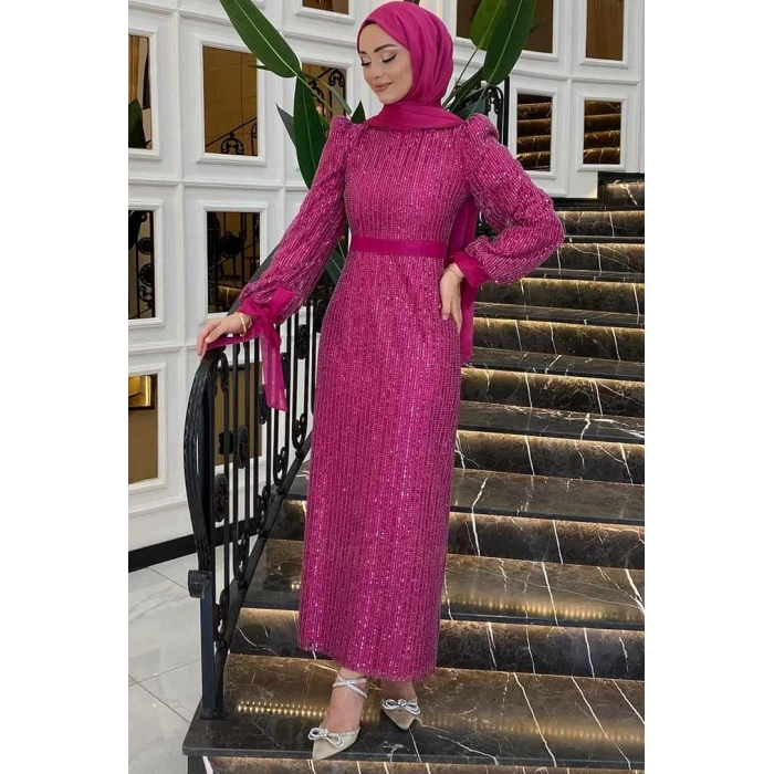 Pınar Şems Evla Abiye Fuşya