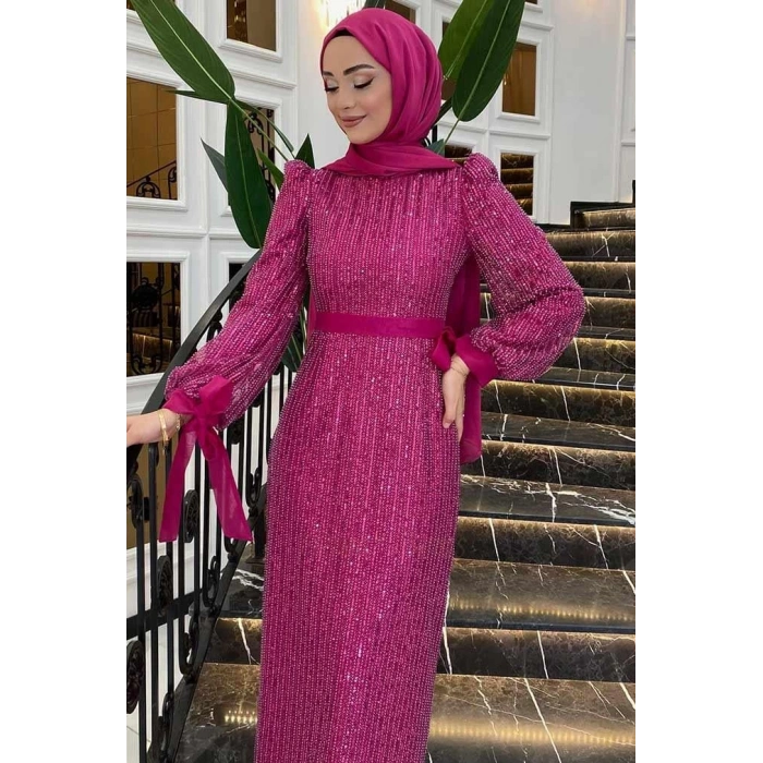 Pınar Şems Evla Abiye Fuşya