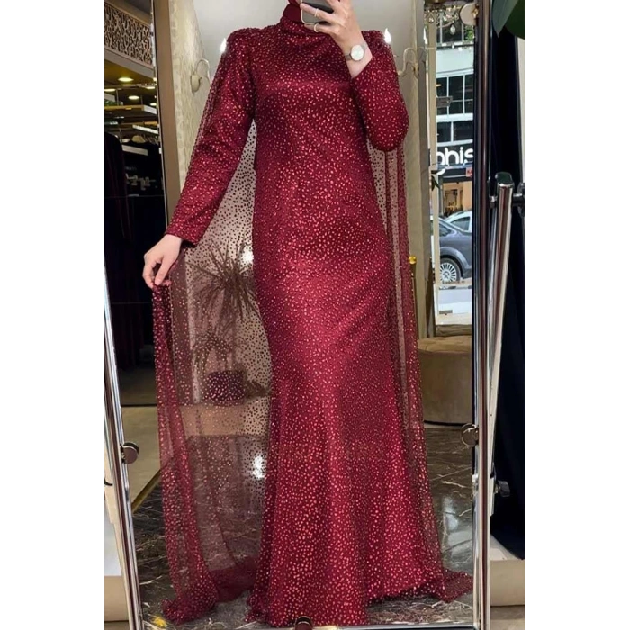 Pınar Şems Eyşan Abiye Bordo