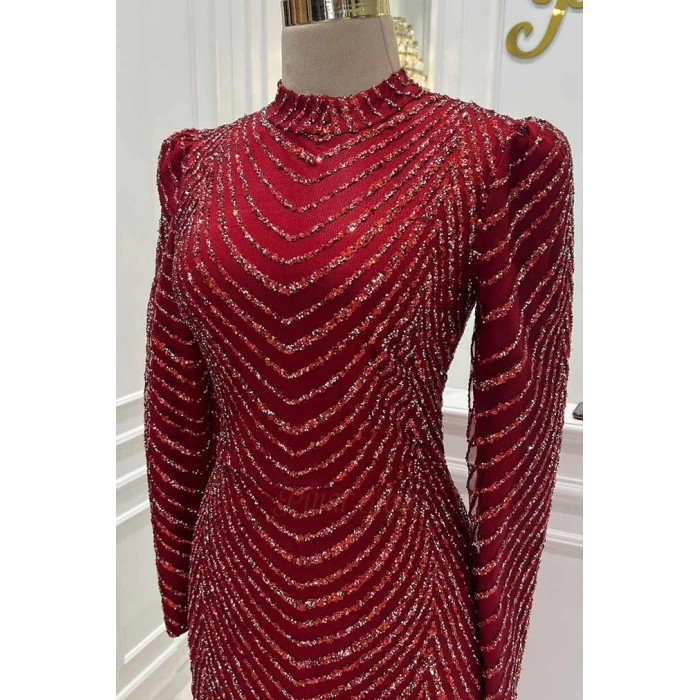 Pınar Şems Feris Abiye Bordo