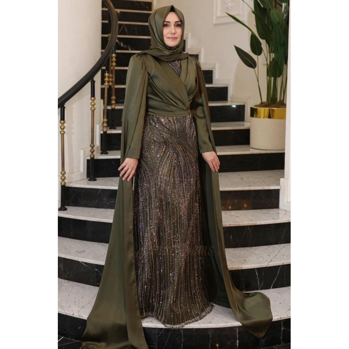 Pınar Şems Güzin Abiye Ceviz Yeşili