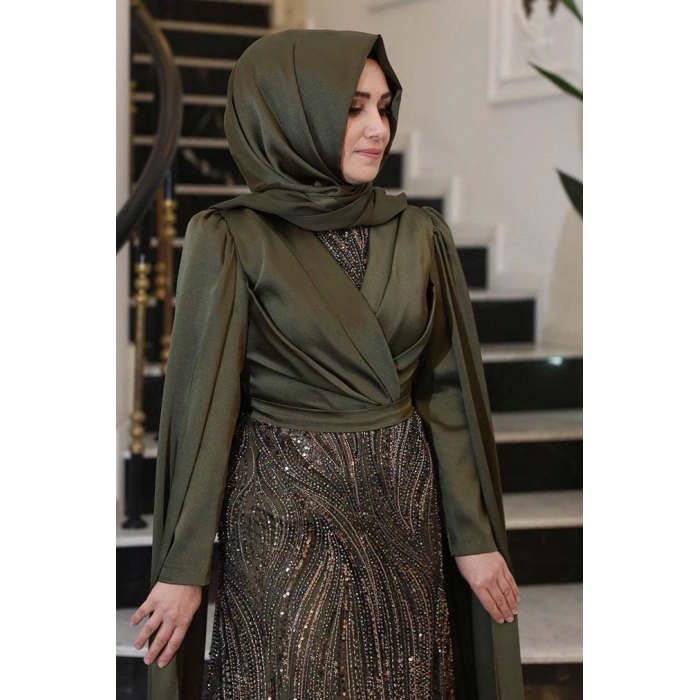 Pınar Şems Güzin Abiye Ceviz Yeşili