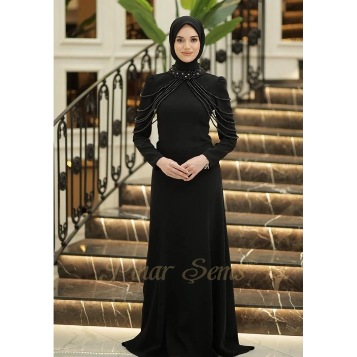 Pınar Şems İnci Nur Abiye Siyah