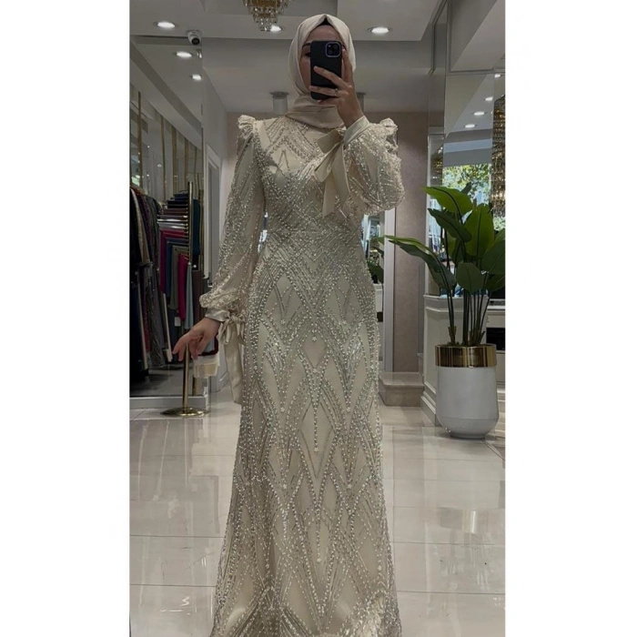 Pınar Şems İncili Ülkü Abiye Gold