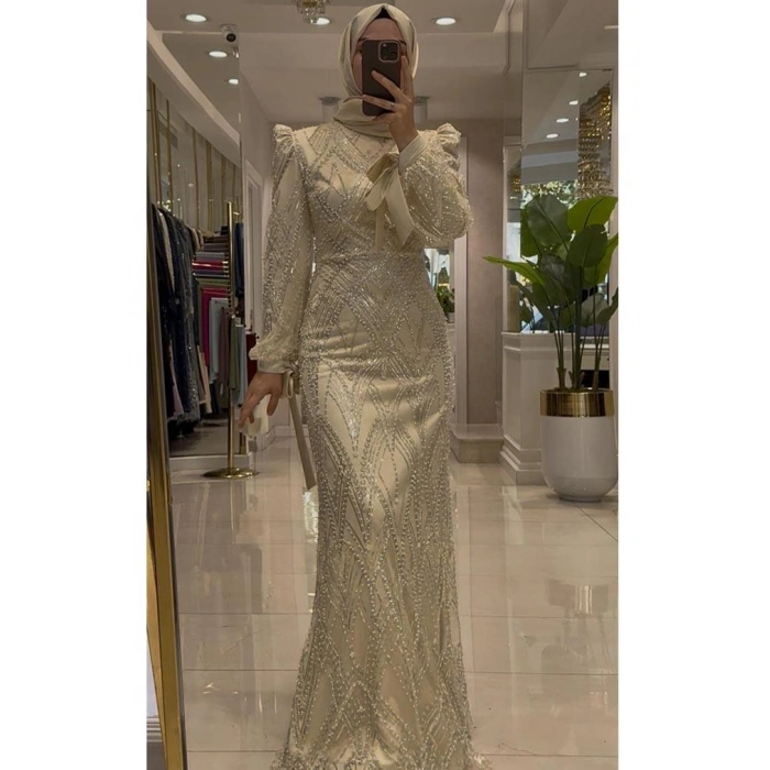 Pınar Şems İncili Ülkü Abiye Gold