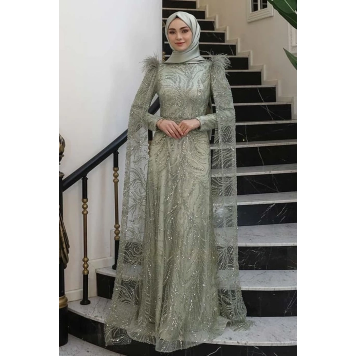 Pınar Şems Kamelya Abiye Çağla Yeşili