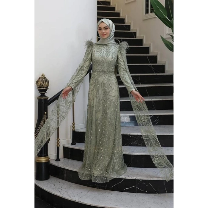 Pınar Şems Kamelya Abiye Çağla Yeşili