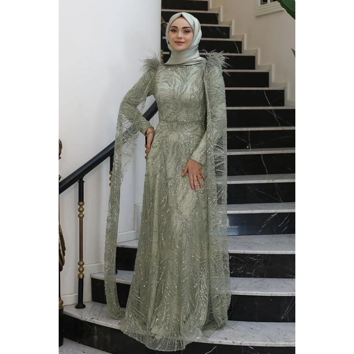 Pınar Şems Kamelya Abiye Çağla Yeşili