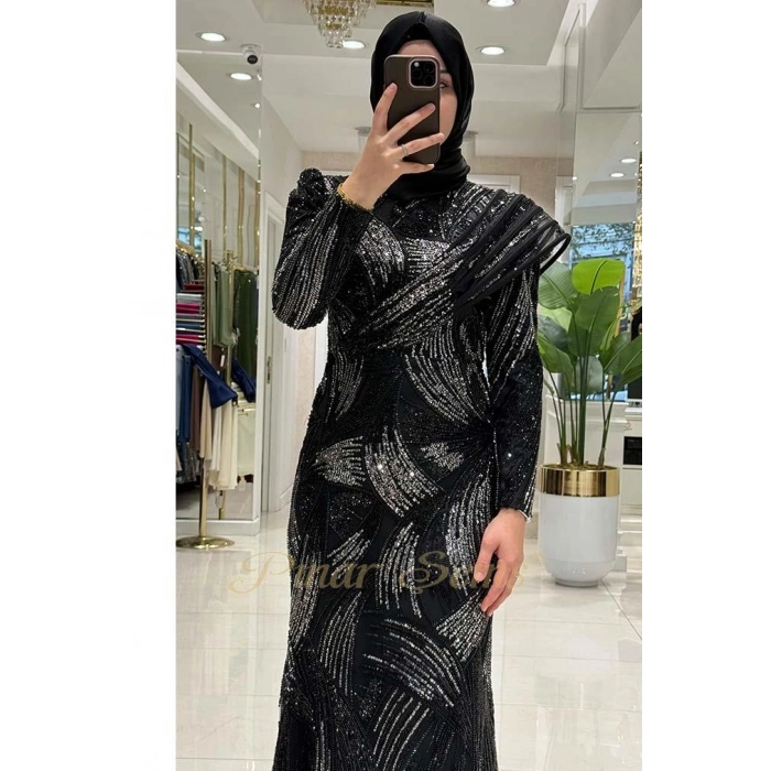 Pınar Şems Katre Abiye Siyah