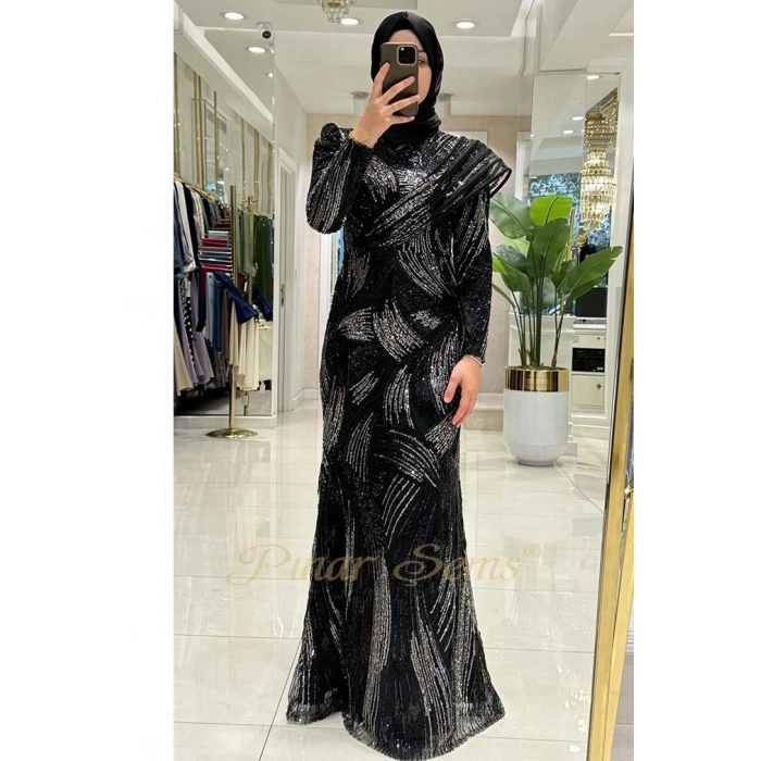 Pınar Şems Katre Abiye Siyah