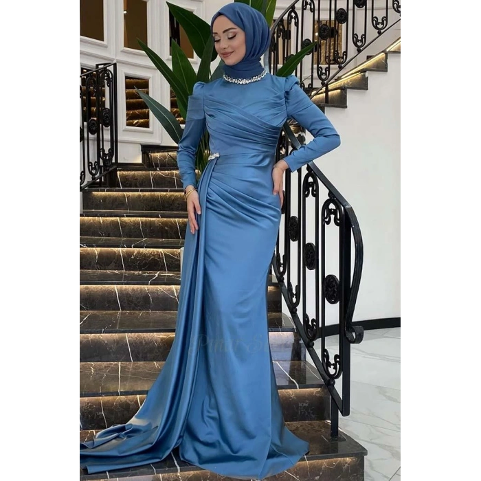 Pınar Şems Mina Abiye İndigo