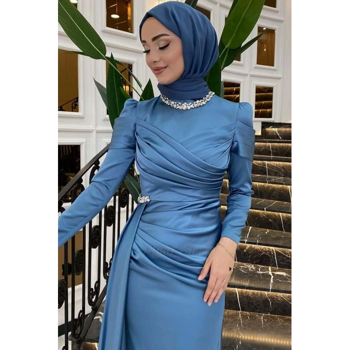 Pınar Şems Mina Abiye İndigo