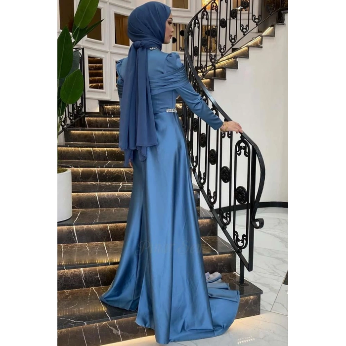 Pınar Şems Mina Abiye İndigo