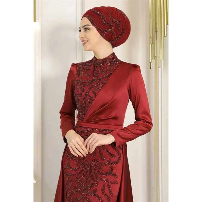 Pınar Şems Nefel Abiye Bordo