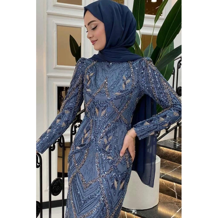 Pınar Şems Nigar Abiye İndigo