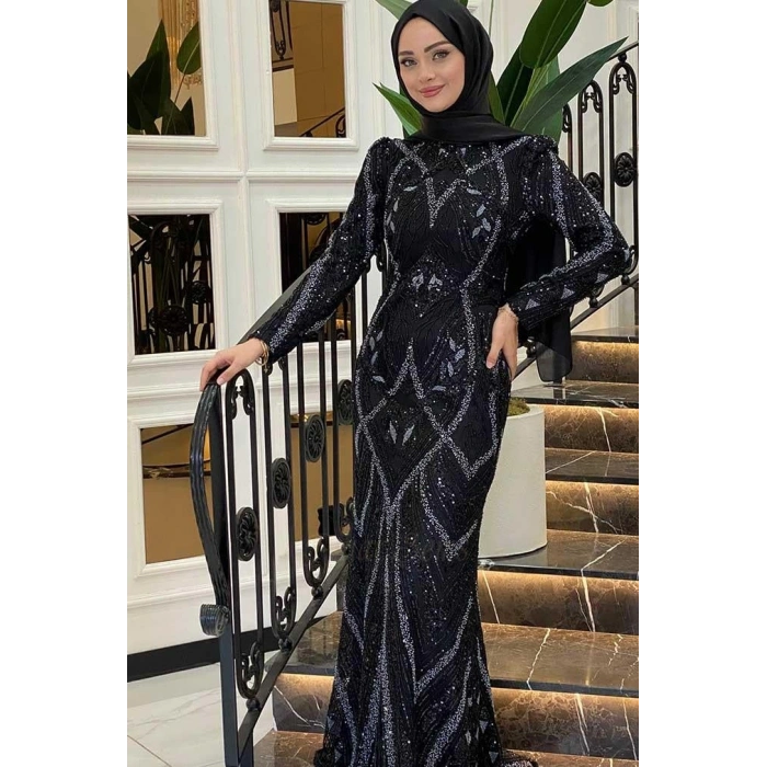 Pınar Şems Nigar Abiye Siyah