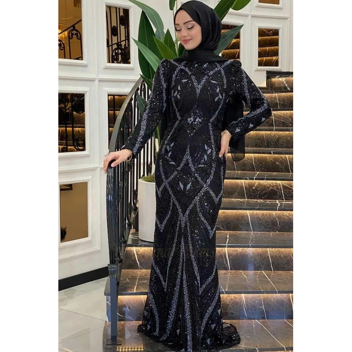 Pınar Şems Nigar Abiye Siyah