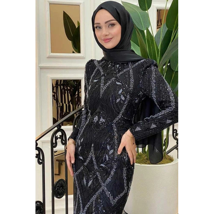 Pınar Şems Nigar Abiye Siyah