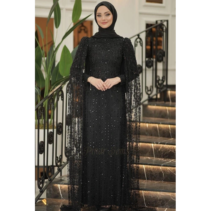 Pınar Şems Rabia Abiye Siyah